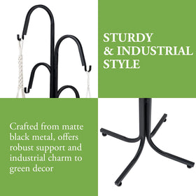 MyGift matte black finish on planter stand underscoring durability for indoor and outdoor use