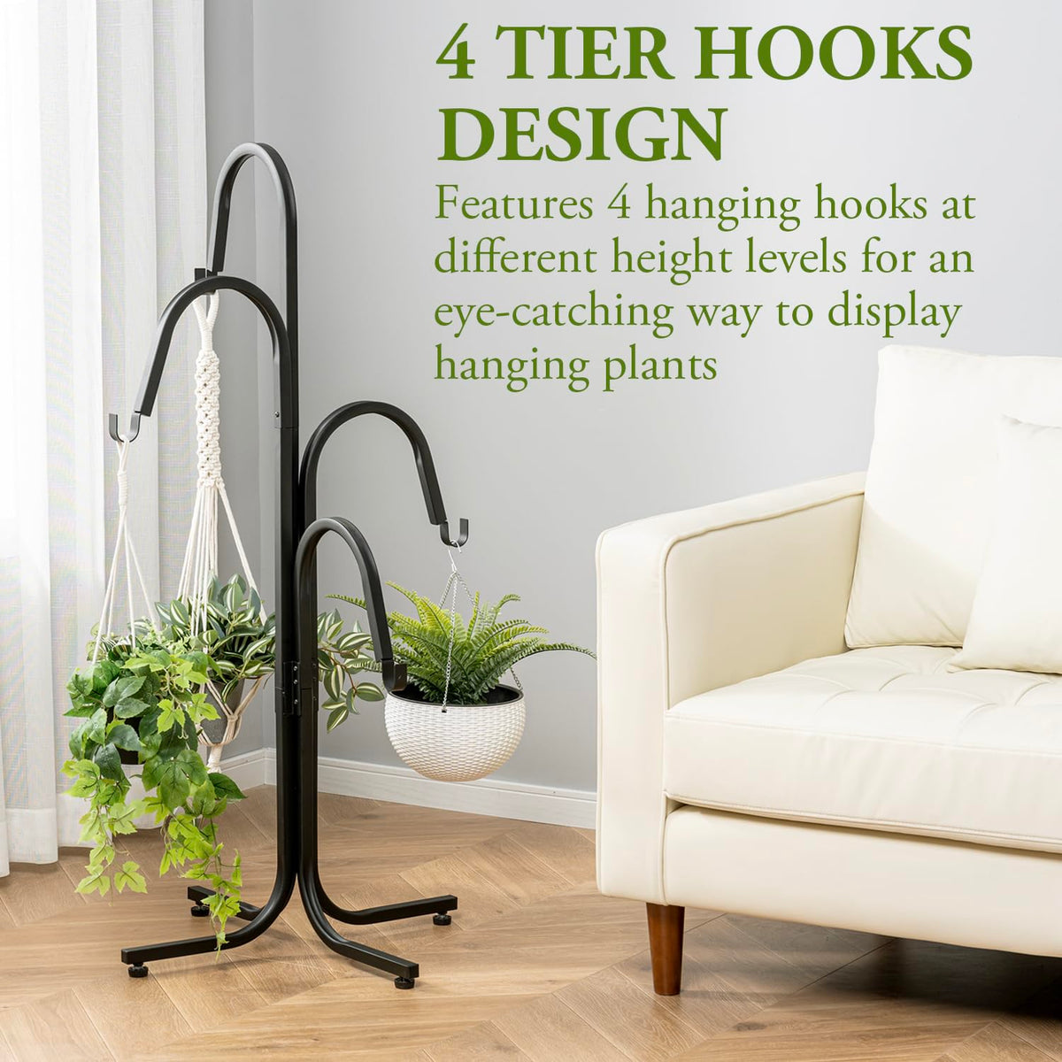 MyGift planter stand side view highlighting slim vertical design for space saving