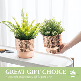 MyGift handcrafted in India metal planter showcasing artisanal texture.