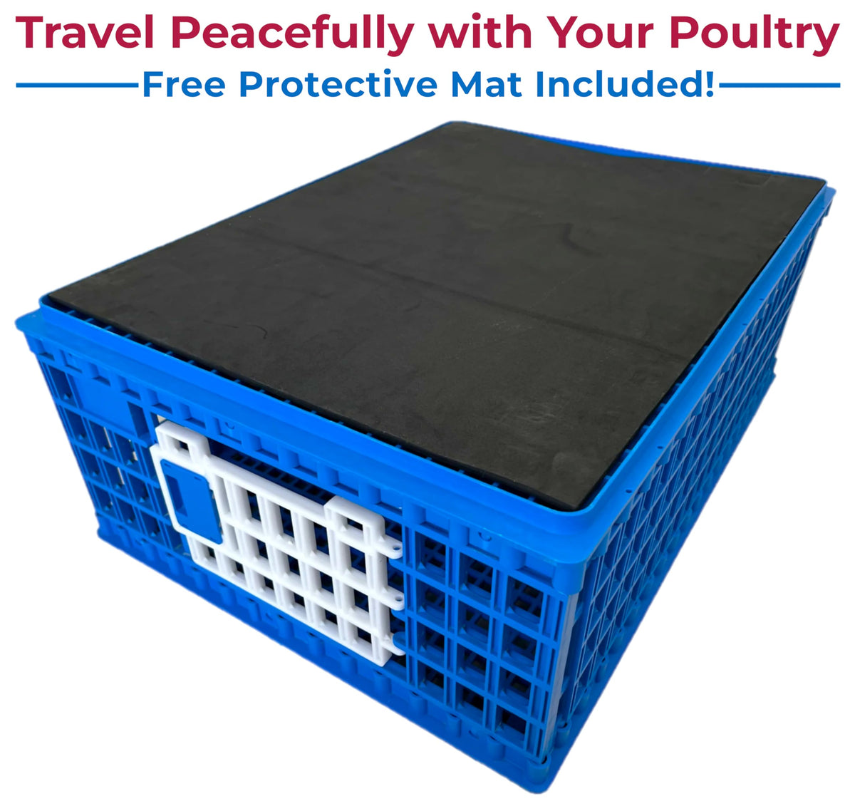 MyHomeCoop mess-free pad keeps poultry clean during transport.