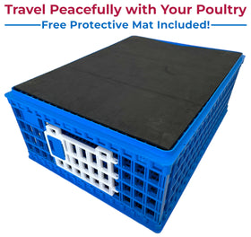 MyHomeCoop mess-free pad keeps poultry clean during transport.