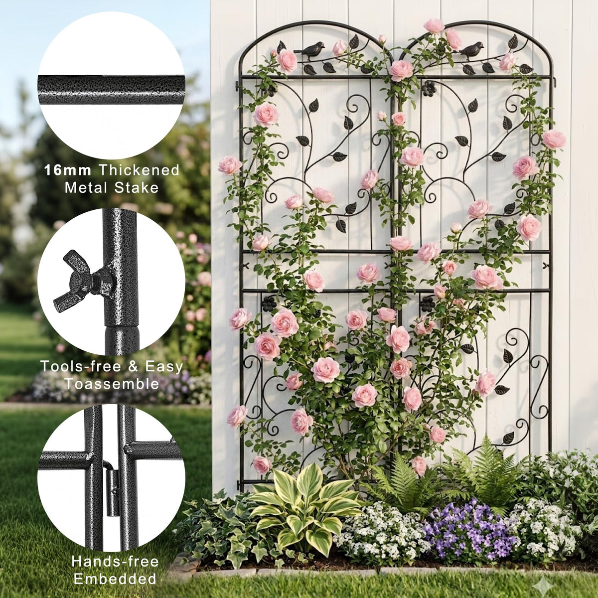 Mykubi garden trellis 2pc easy assembly for quick setup.