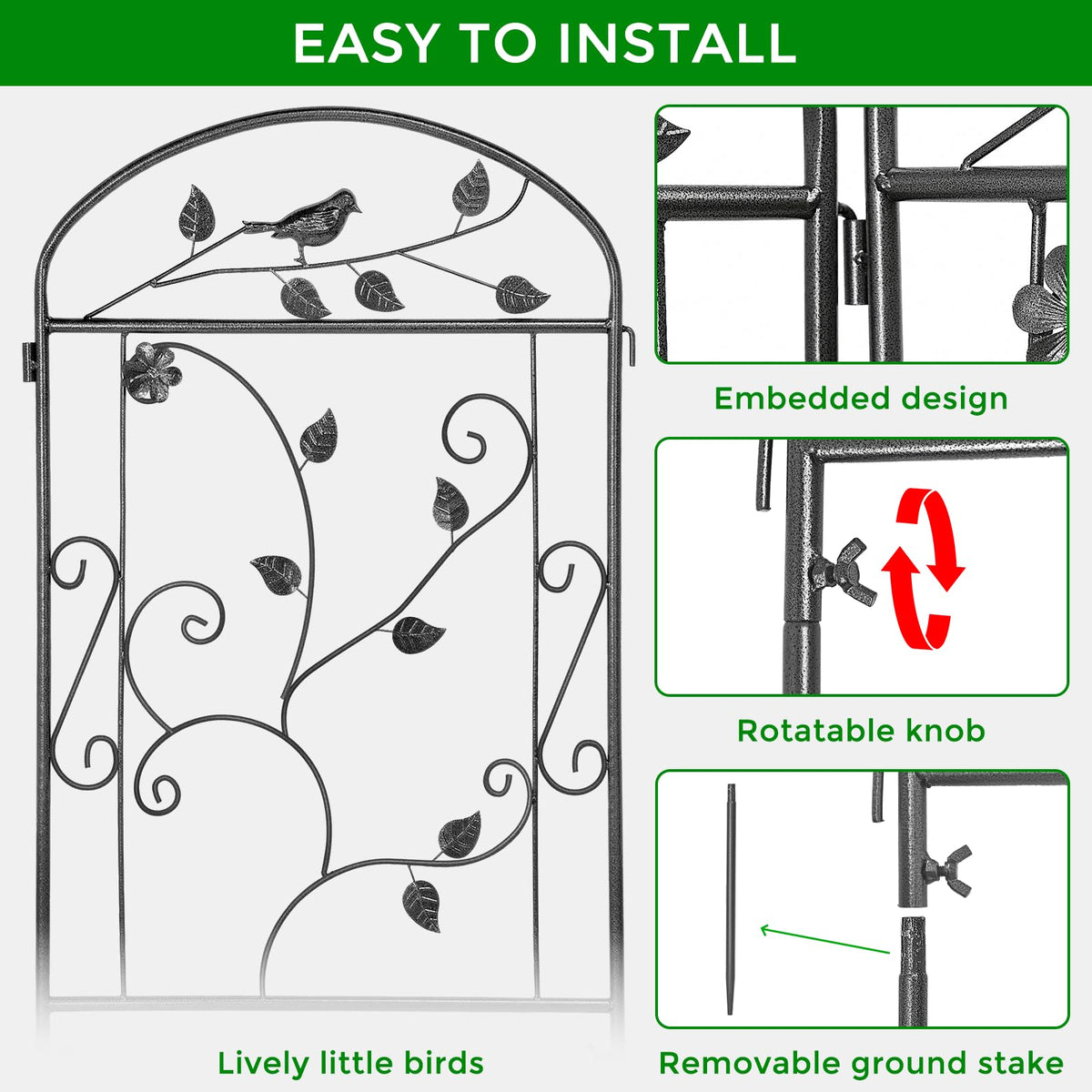 Mykubi garden trellis 2pc staked-ground for stable outdoor use.
