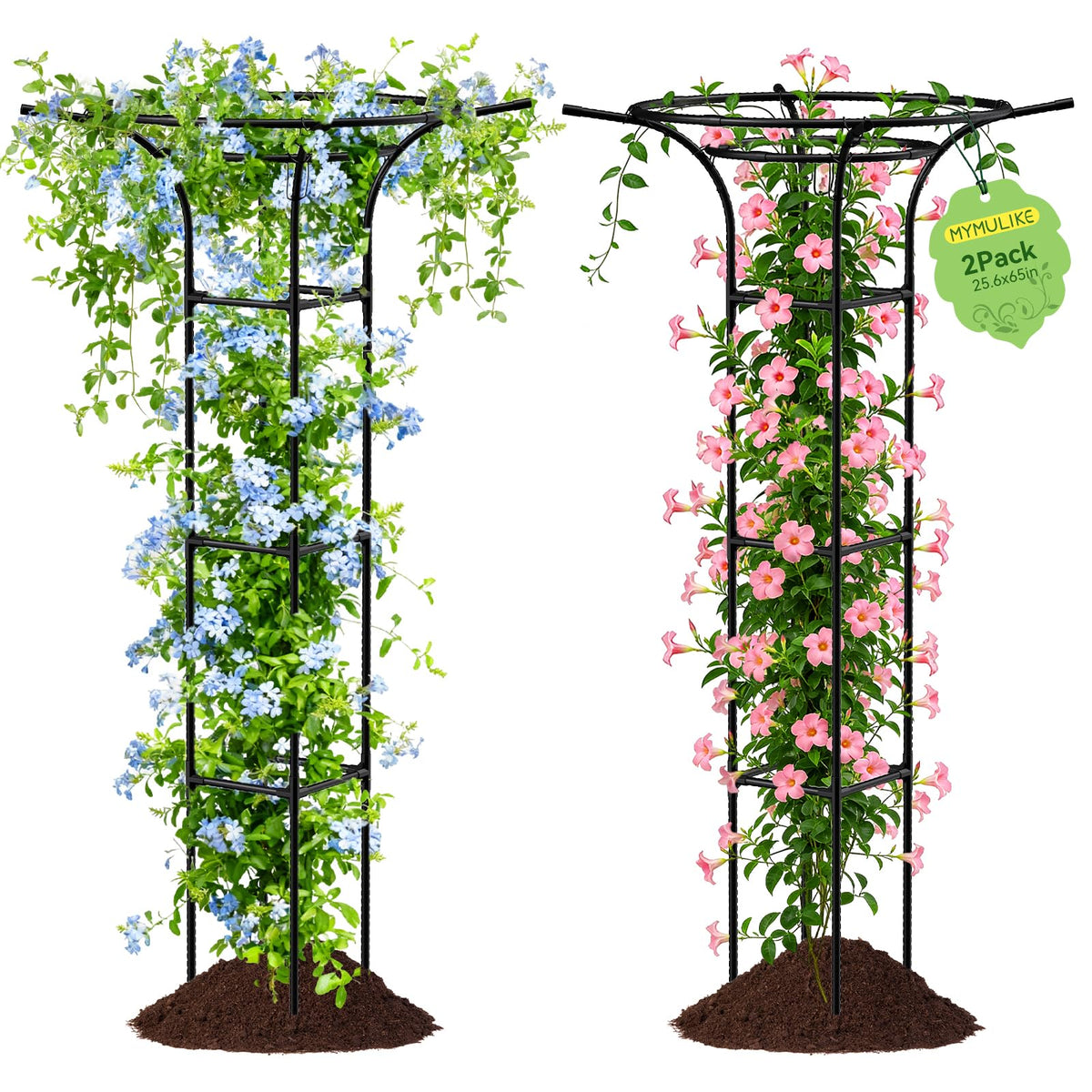 MYMULIKE 65-inch mushroom-top trellis supports climbing plants with sturdy style.