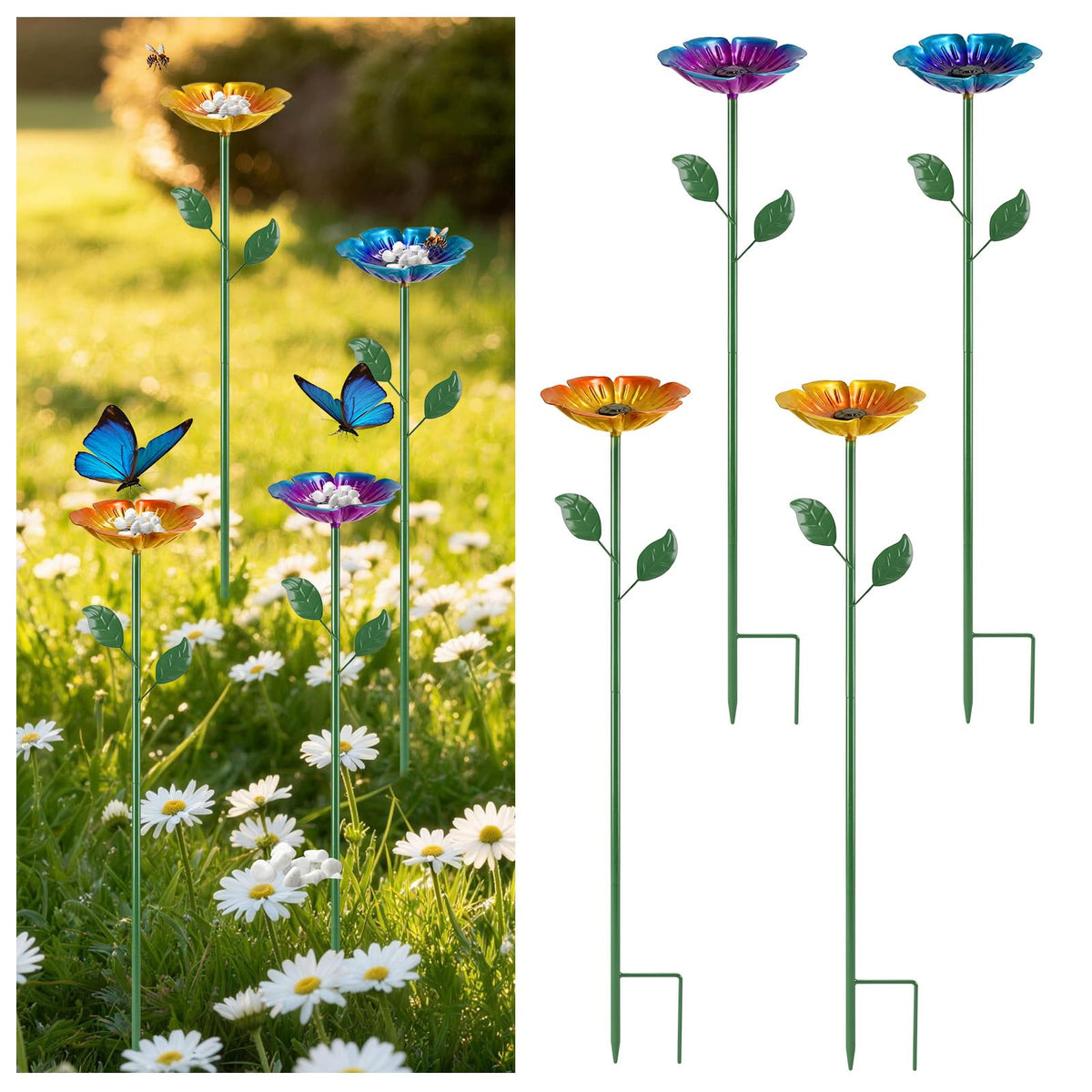 MYMULIKE bee watering station with butterfly bath bowls invites pollinators to visit.