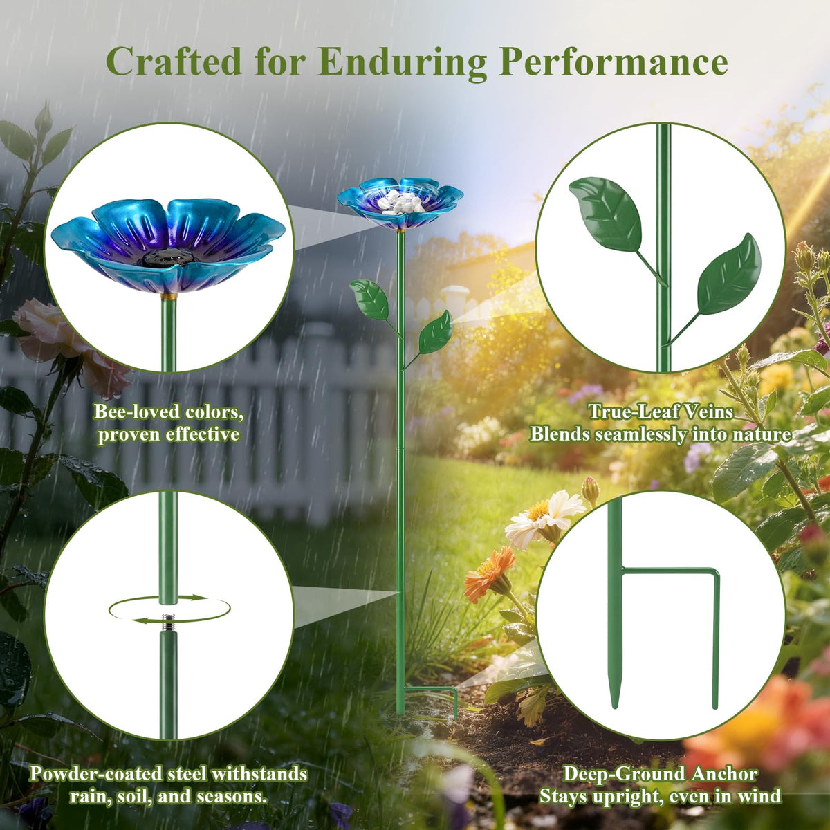 MYMULIKE heat-resistant bee water station keeps water cool for pollinators outdoors.