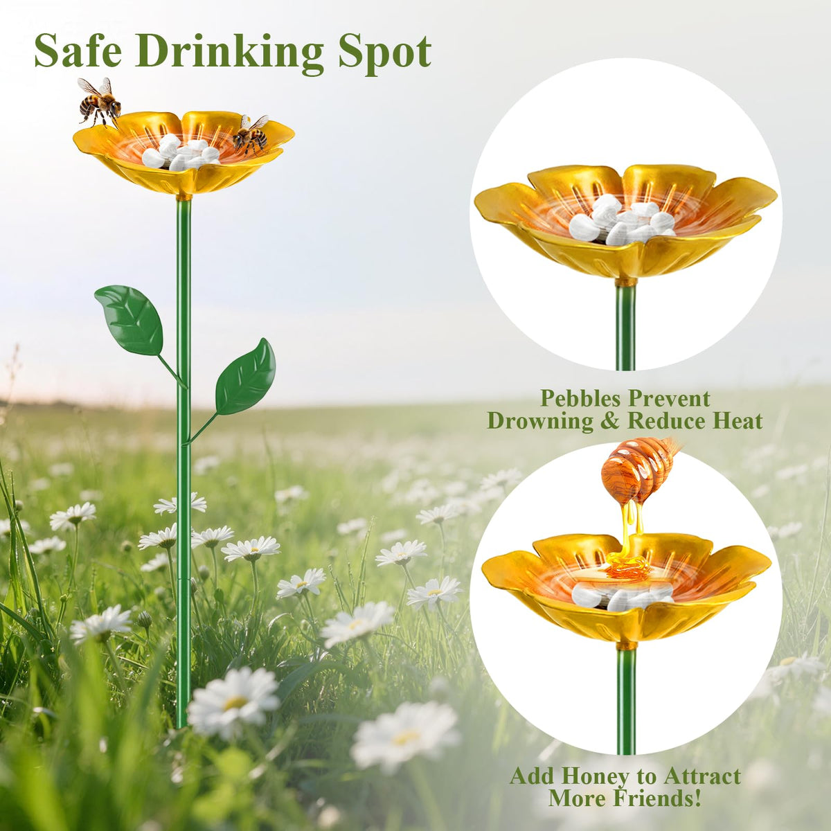 MYMULIKE pollinator-friendly water feeder attracts bees and butterflies to your garden.
