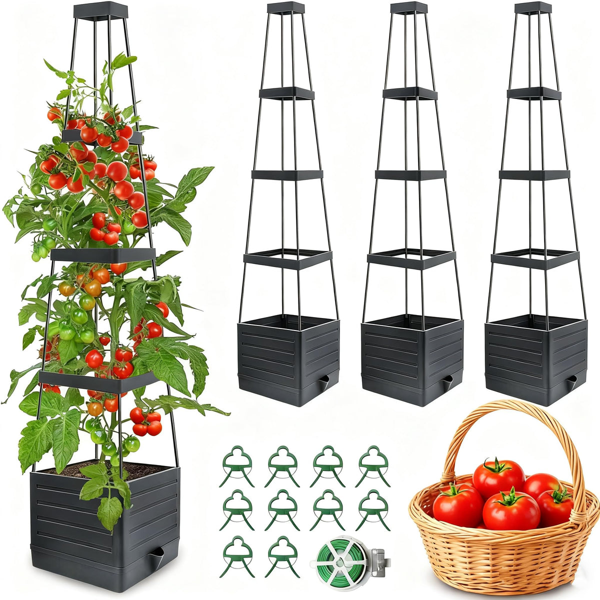 MYMULIKE raised garden bed with trellis offers sturdy vine support