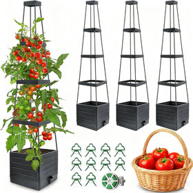 MYMULIKE raised garden bed with trellis offers sturdy vine support