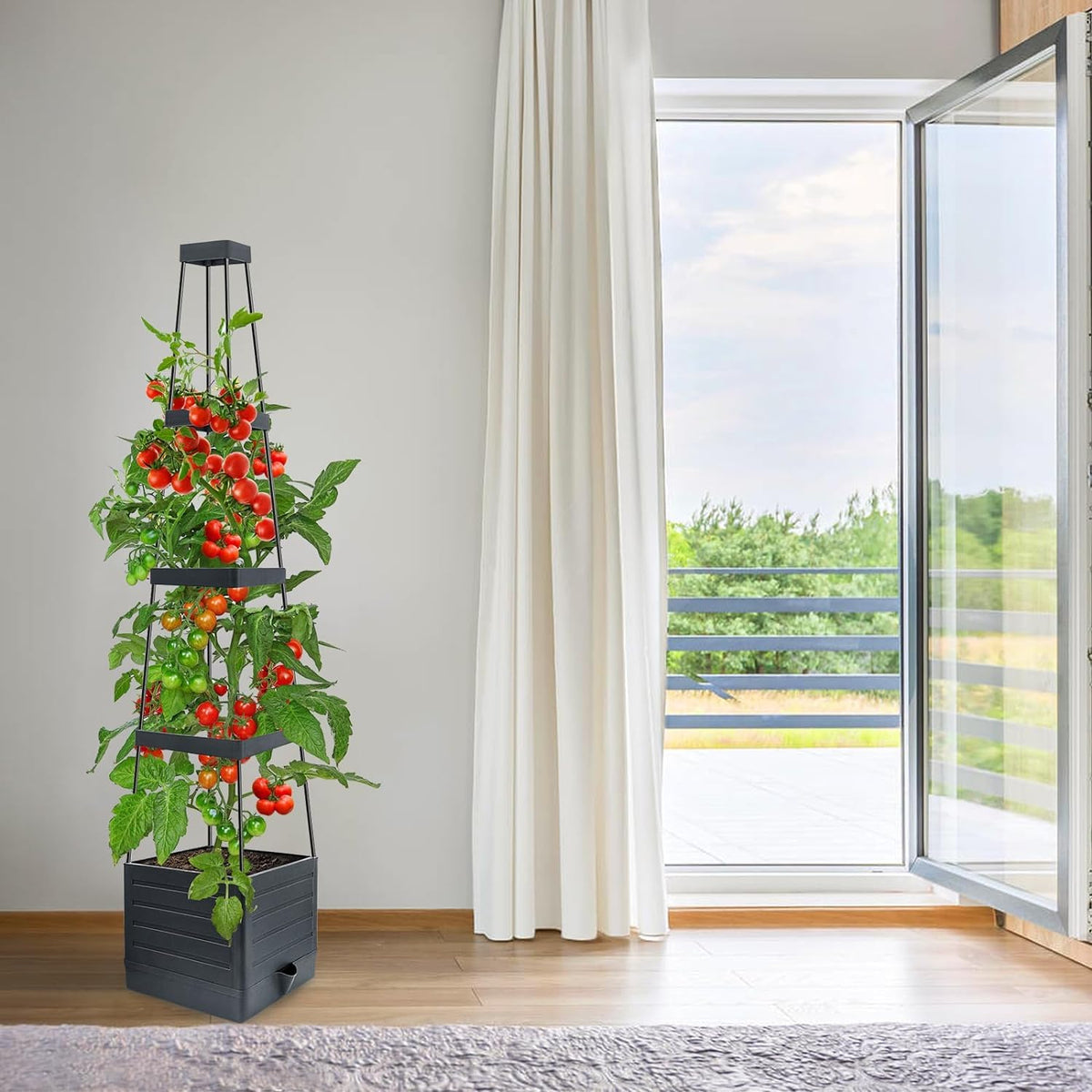 MYMULIKE tomato planters with trellis for tall vines