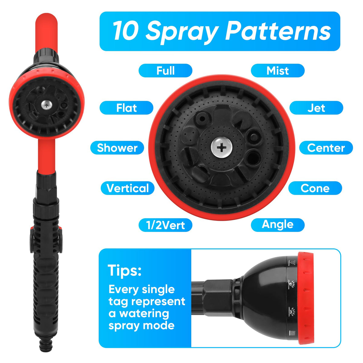 MYPIN 10-pattern spray head allowing precise watering and car cleaning from a distance