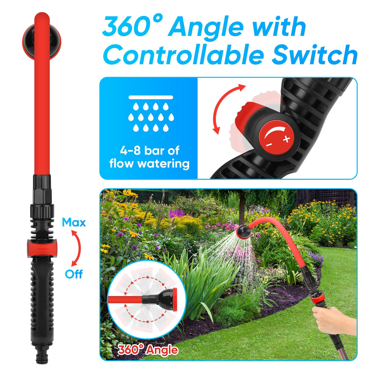 MYPIN car cleaning tool with controllable flow for quick rinses