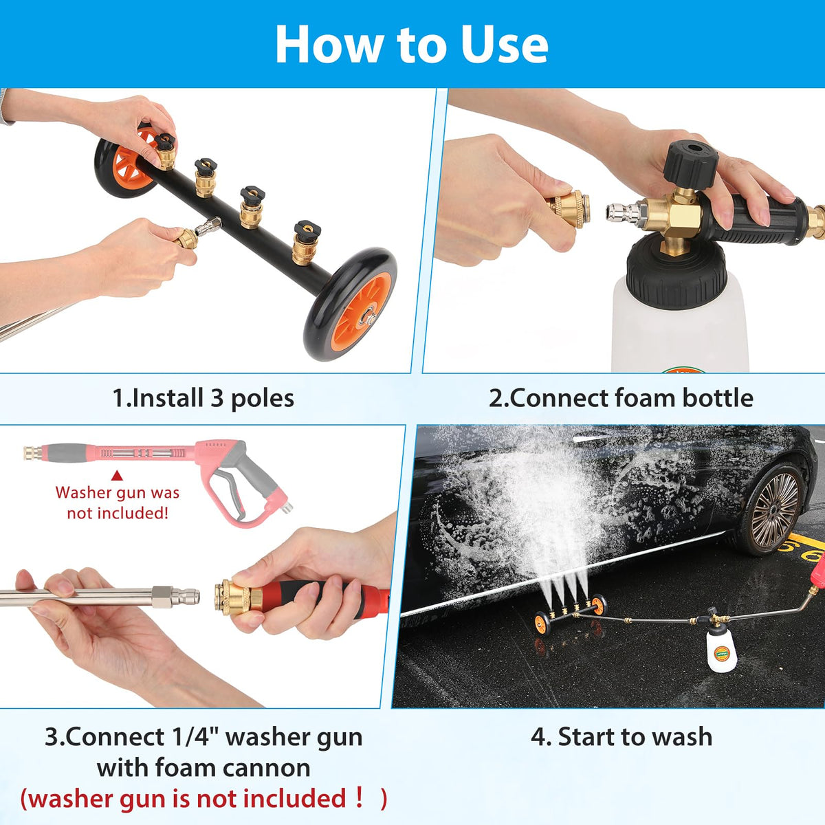 MYPIN foam-to-wash switch allows fast transition from foaming to rinsing.