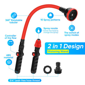 MYPIN heavy-duty garden hose sprayer head with 10 patterns for versatile watering