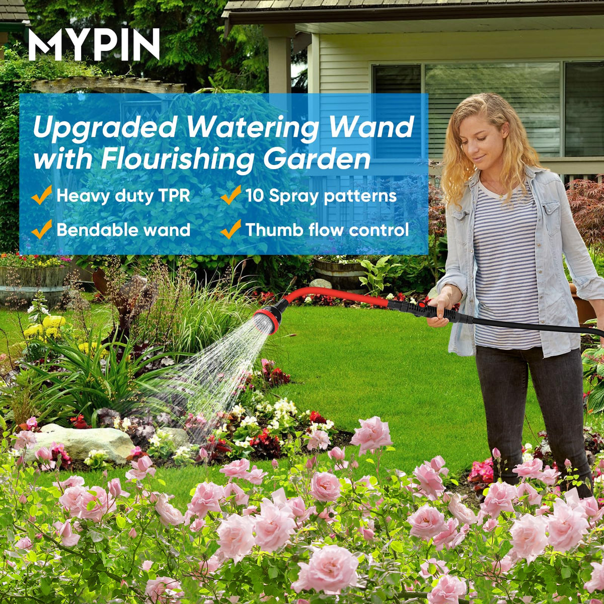 MYPIN ideal for watering flowers, vegetables, and shrubs with adjustable patterns