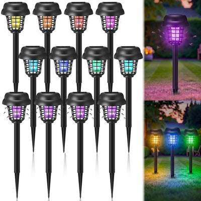 Mysora 12-pack solar bug zapper for outdoor use, reduces mosquitoes without power.