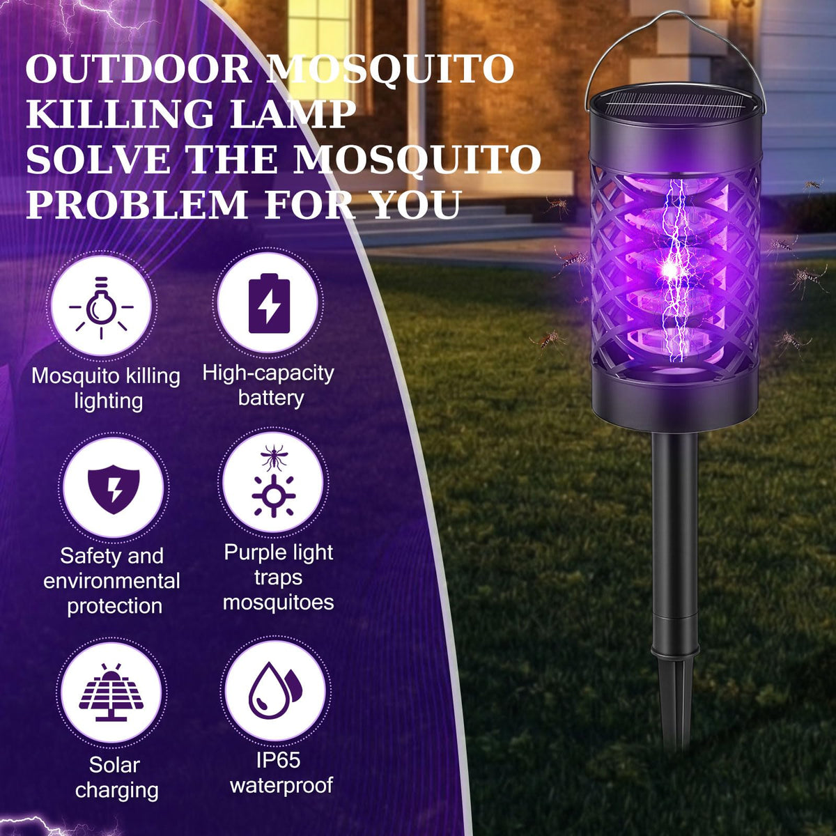 Mysora 1200mAh battery enables long runtime for evening outdoor use.