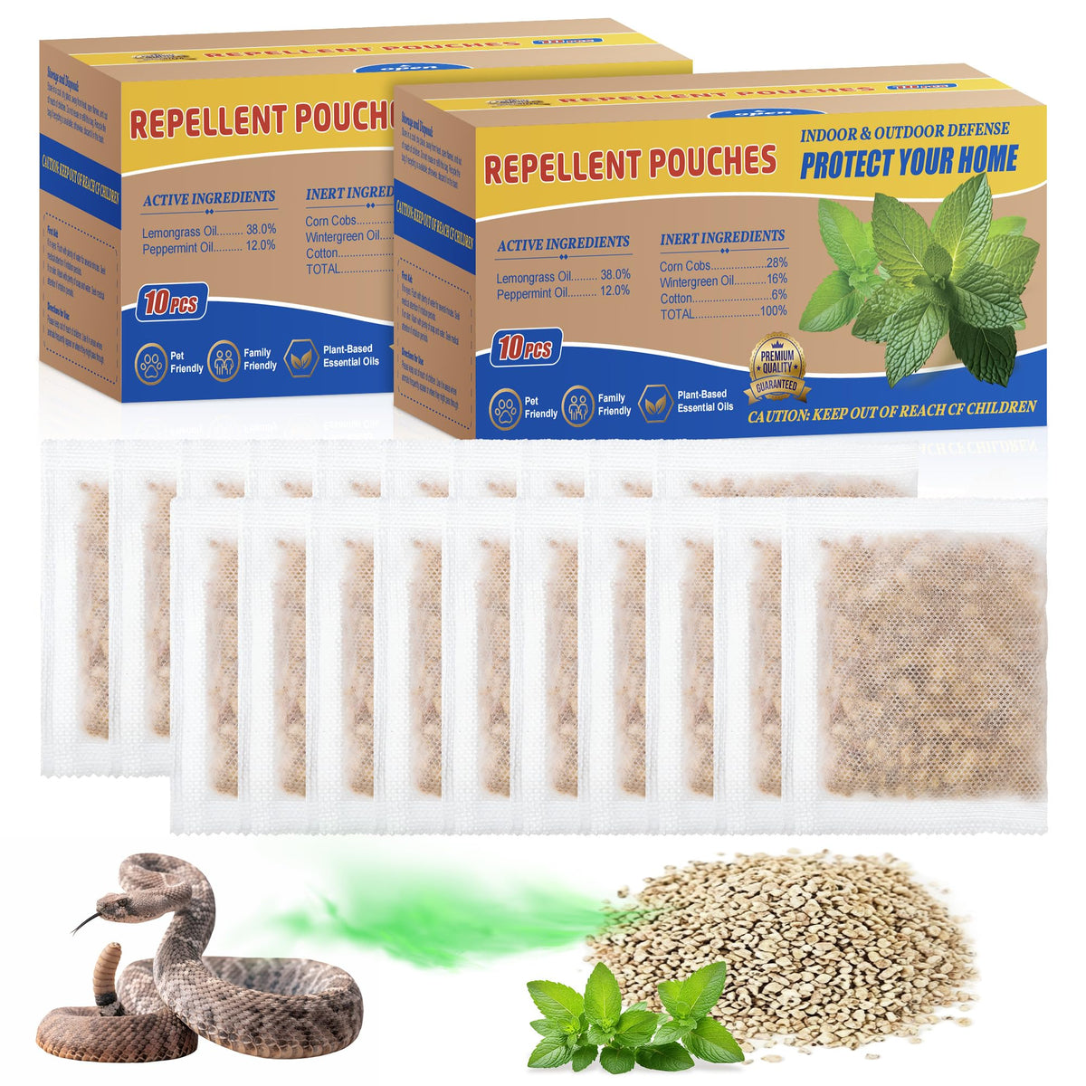 Mysora 20-pack snake repellent pouches for indoor and outdoor use