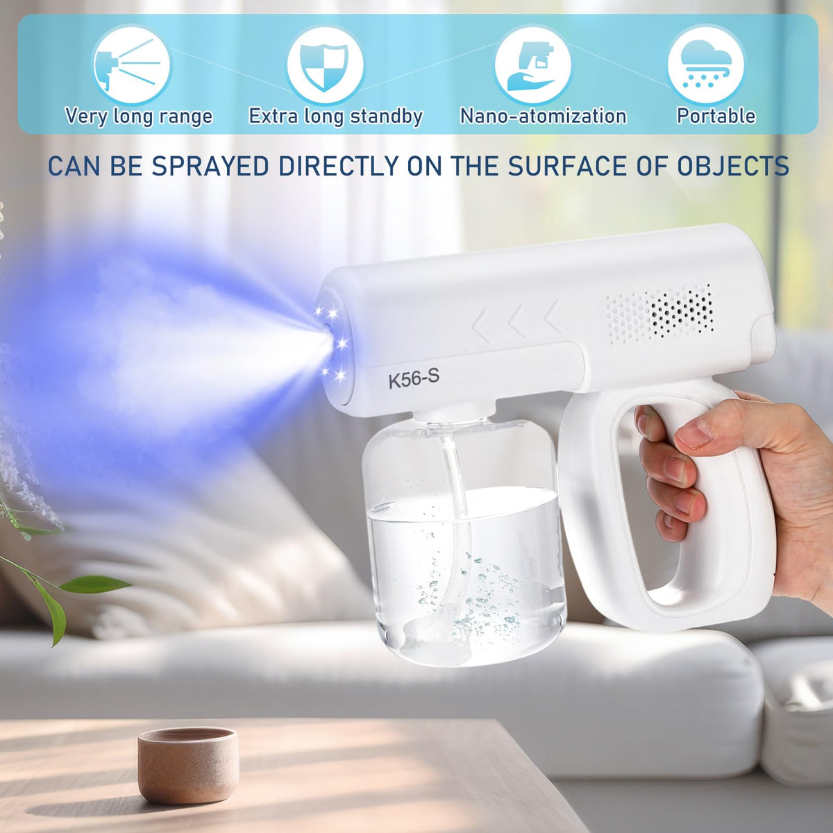 Mysora 350ml transparent bottle highlights liquid level during spraying.