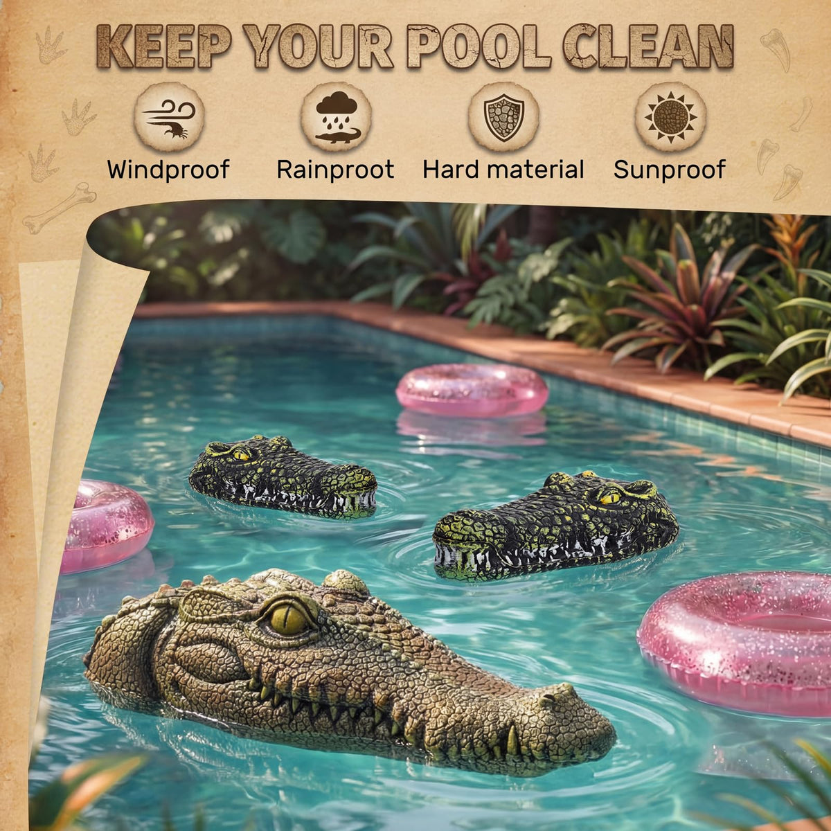 Mysora alligator head 13.8x5.7x3.9 inch buoyant stability for water features