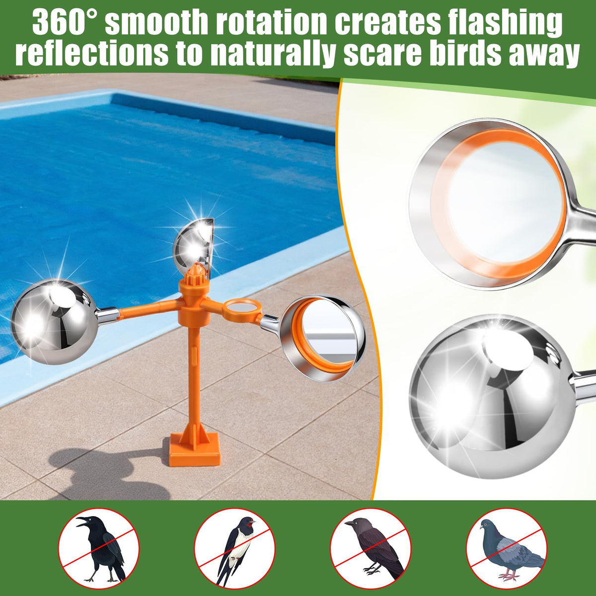 Mysora bird deterrent spin mounted on metal surface for easy fence installation
