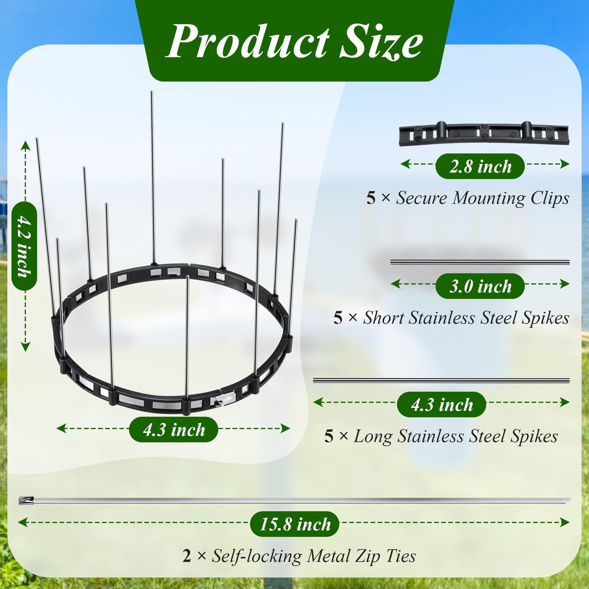Adjustable spike design from Mysora allows angled deterrence