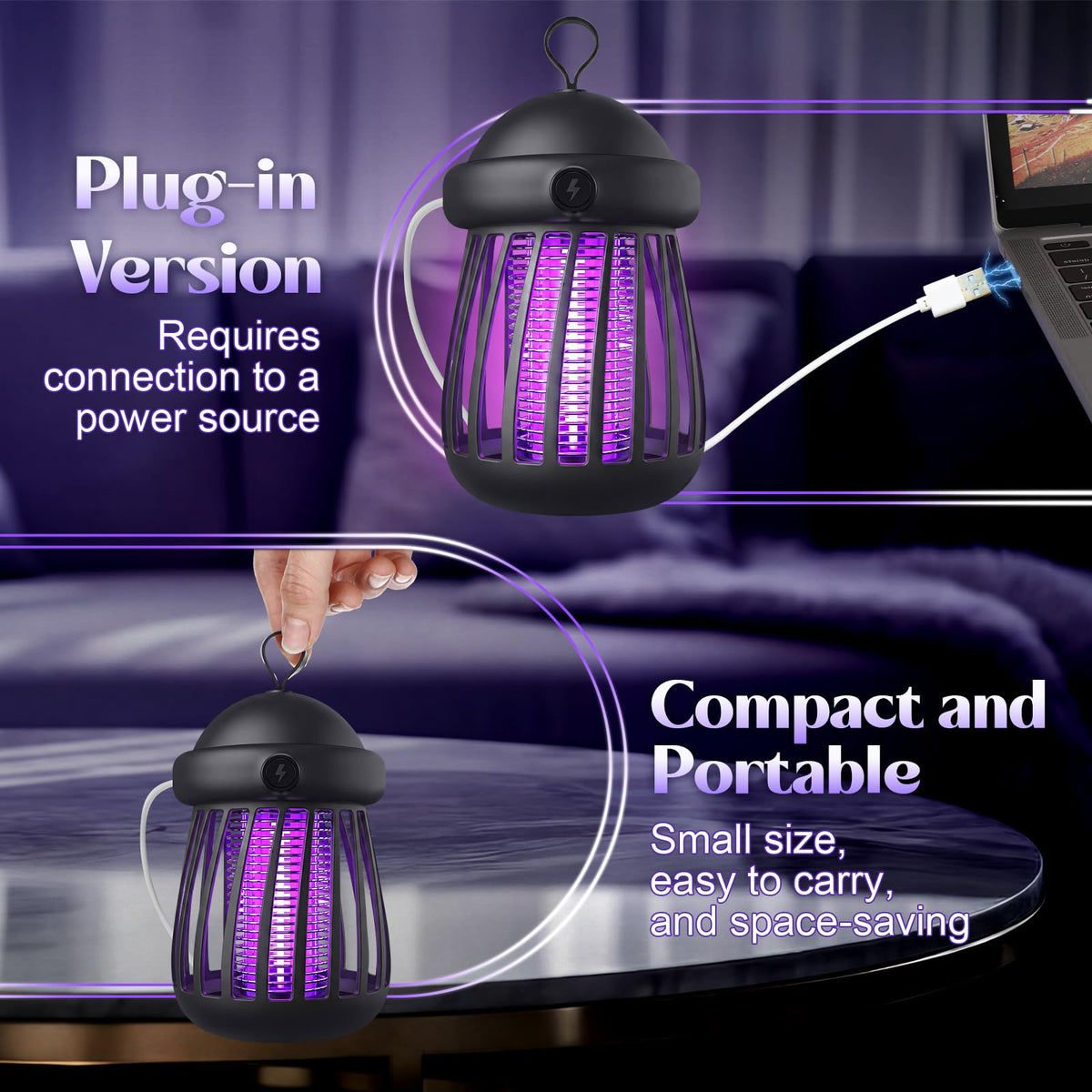 Mysora dual-attraction technology draws gnats and moths efficiently.