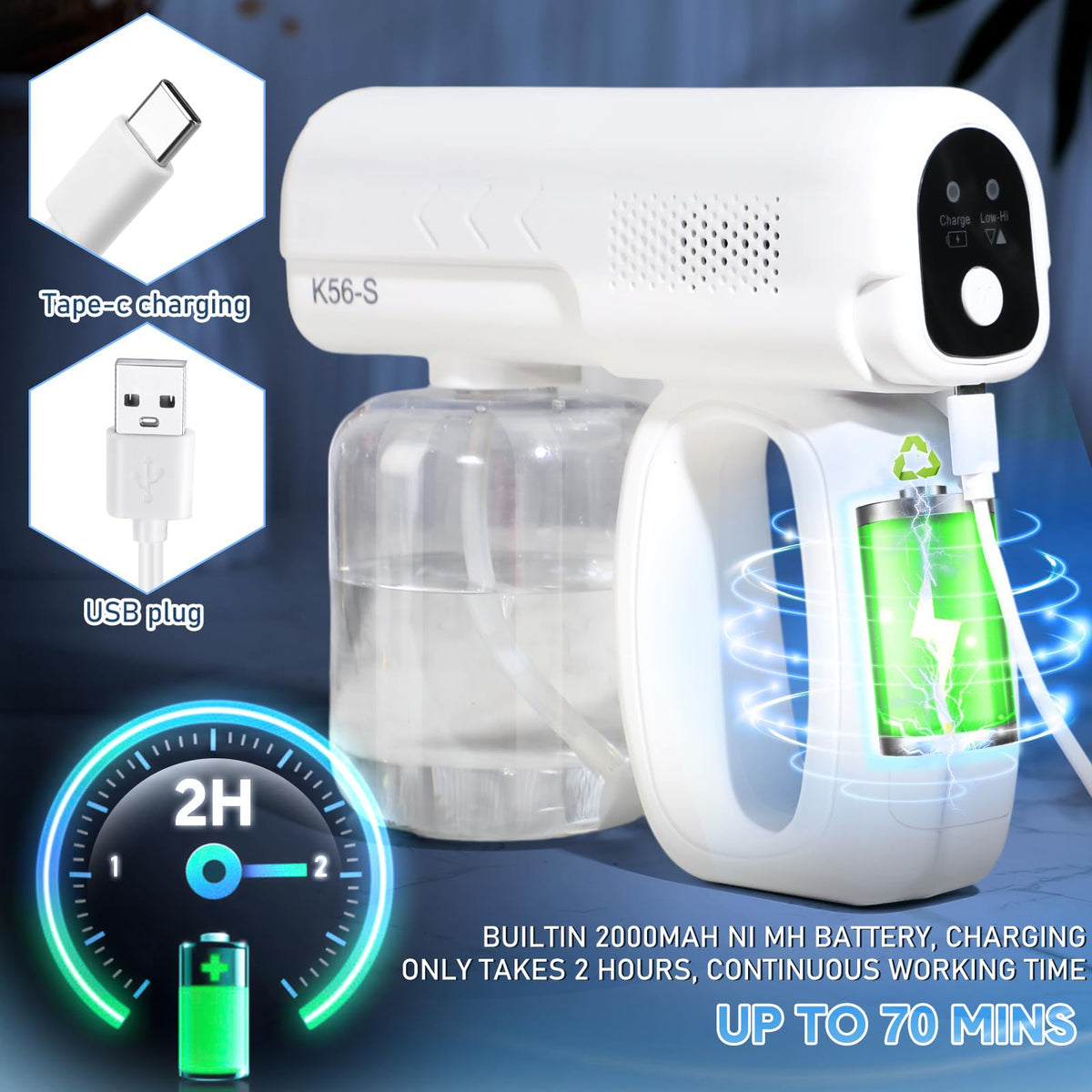 Mysora dual-gear nozzle for adjustable mist output.