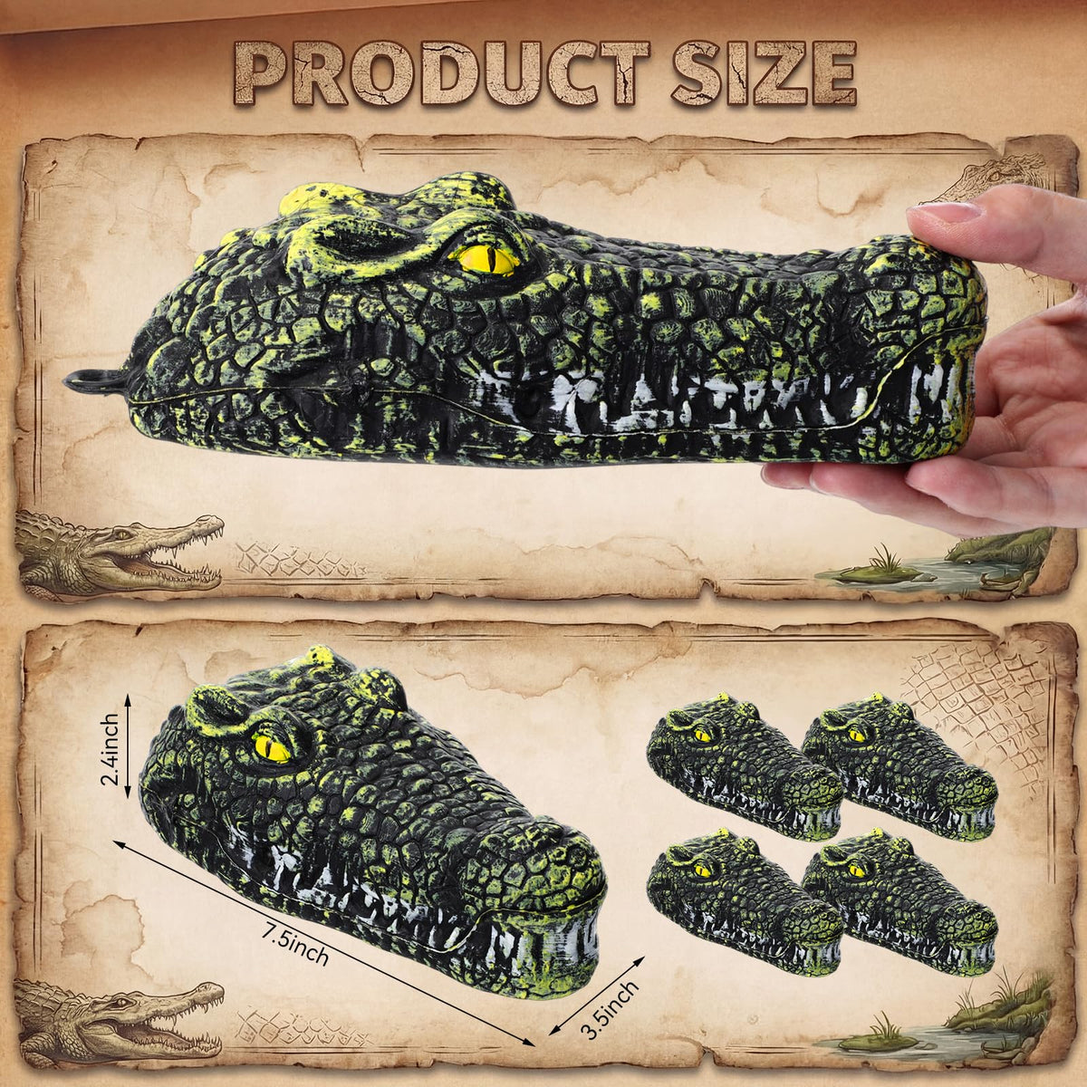 Mysora alligator head side view showcases buoyant stability for ponds and pools.