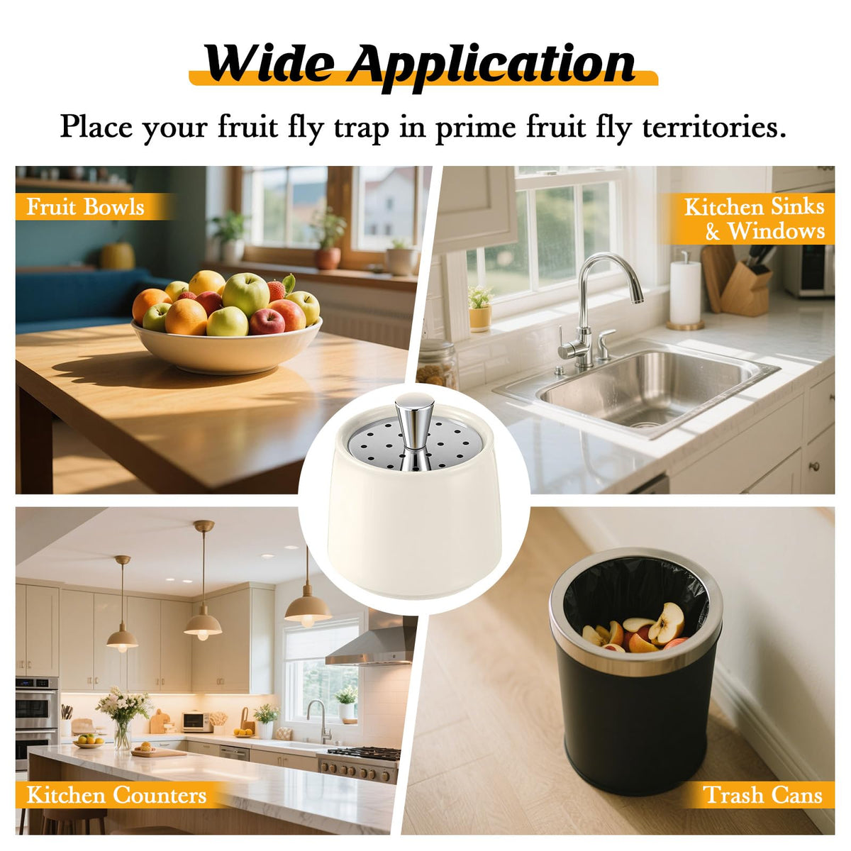 Mysora placed near fruit bowls to monitor kitchen flies