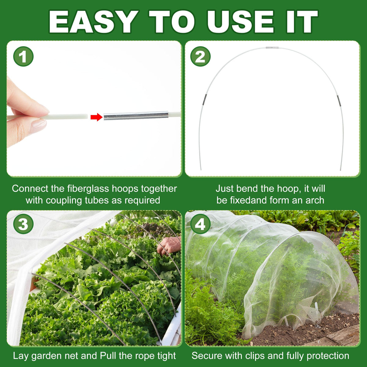 Mysora netting protects berries and lettuce from pests and harsh sun in gardens.