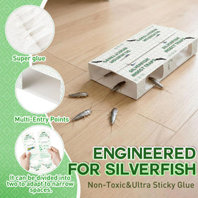 Mysora trap with secure adhesive base keeps on tiles and wood clean.