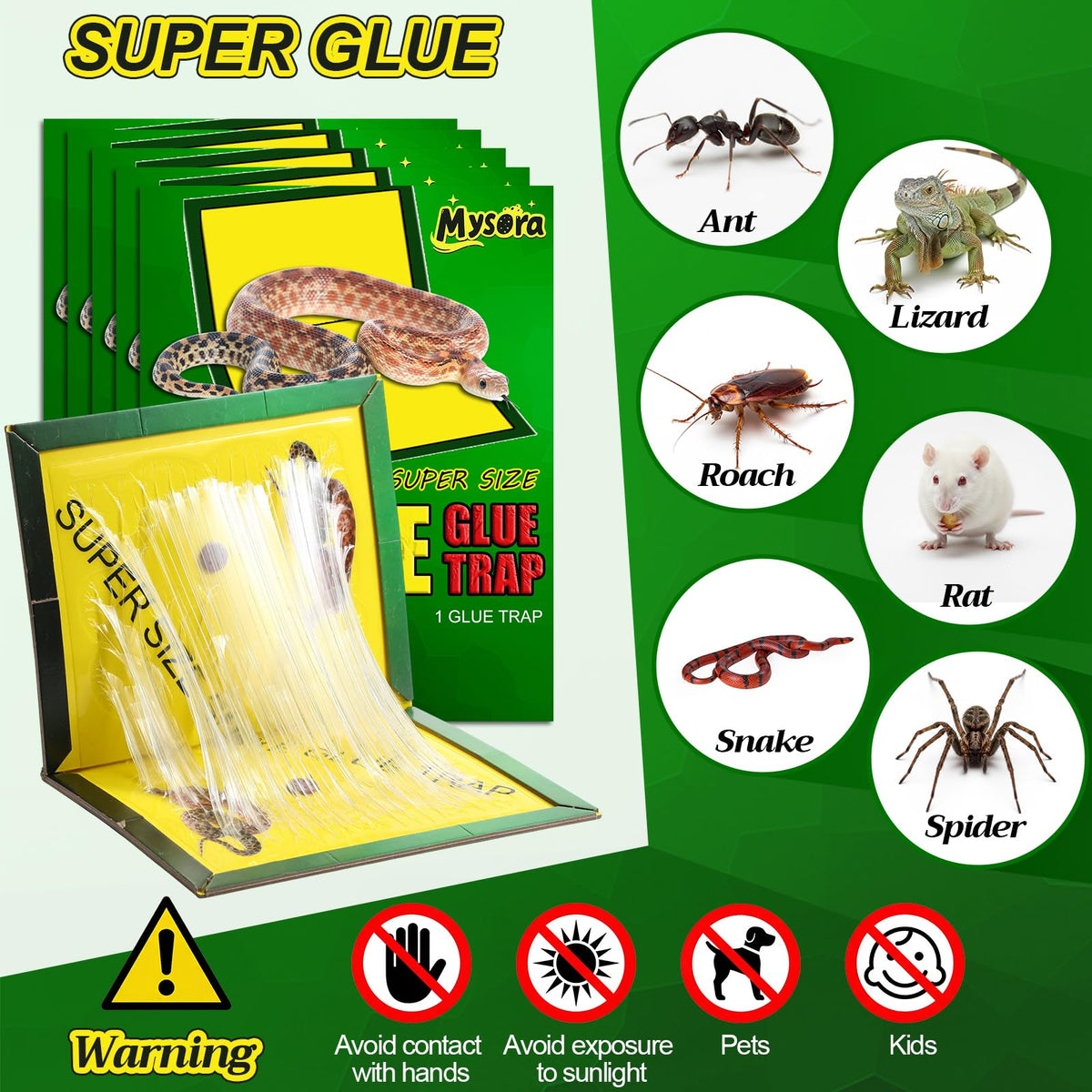 Mysora snake glue trap ready for versatile indoor and outdoor placement.