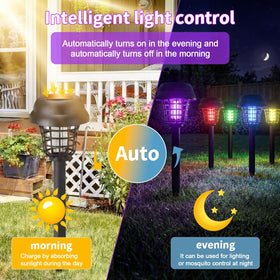 Mysora solar bug zapper colored light mode adds practical ambient lighting.