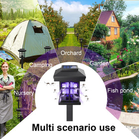 Mysora solar bug zapper quick-install image showing sun charging setup.