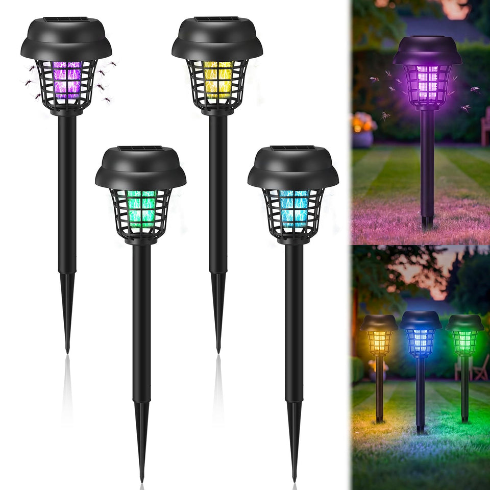 Mysora solar bug zapper outdoor 4-pack for wire-free pest control on patios.