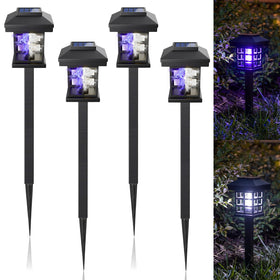 Mysora solar bug zapper front view, four-pack ready to guard your patio.