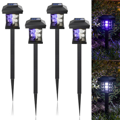 Mysora solar bug zapper front view, four-pack ready to guard your patio.