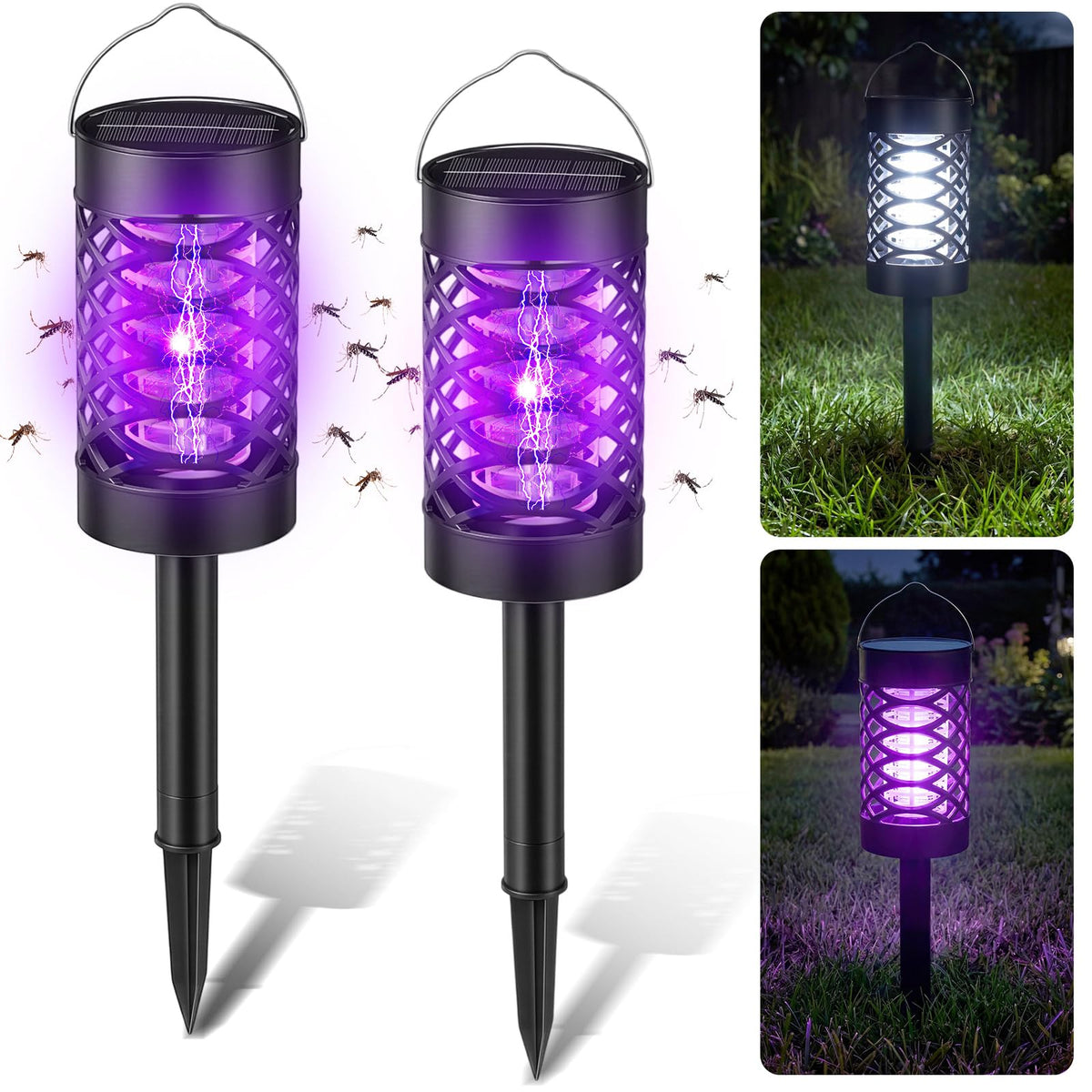 Mysora solar bug zapper outdoor front view shows weatherproof construction for yards.