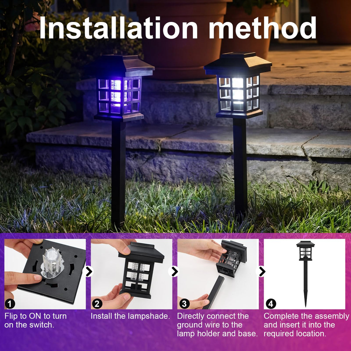 Mysora solar bug zapper package includes four units for yard coverage.