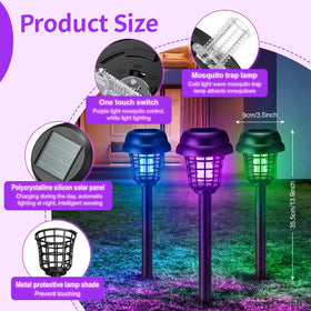 Mysora solar bug zapper purple light deters mosquitoes with ambient nighttime glow.
