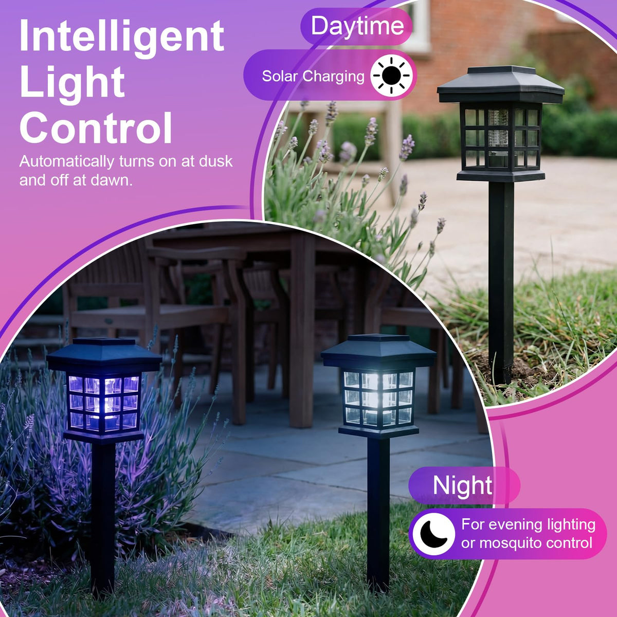 Mysora solar bug zapper purple UV light attracts insects for zap.