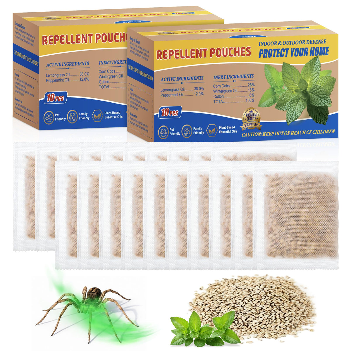 Mysora spider repellent pouch placed in corner to deter spiders naturally.