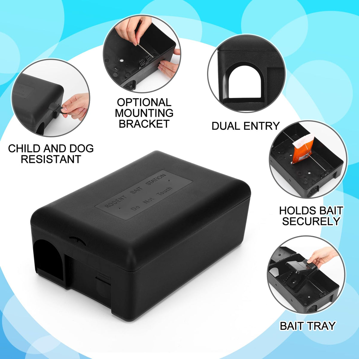 Mysora weatherproof bait station exposed to sun and rain