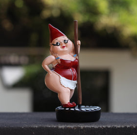 MYSTIC MANUSCRIPT steel pipe dancers dwarf statue on porch boosts curb appeal