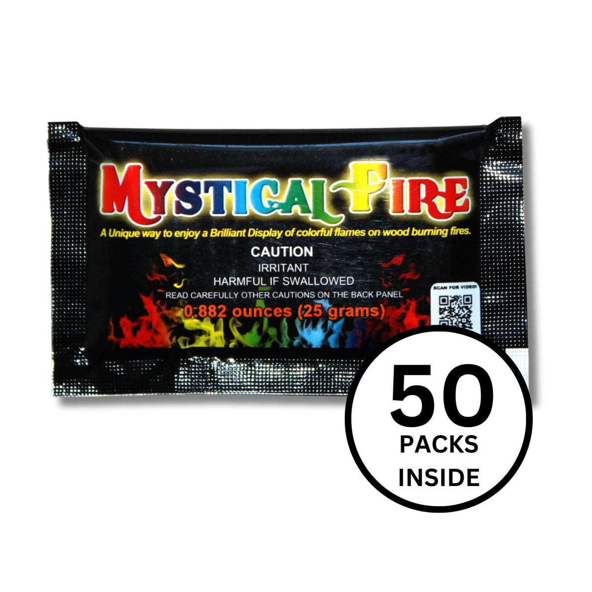 Mystical Fire color changing packets produce green flames for vibrant outdoor gatherings.