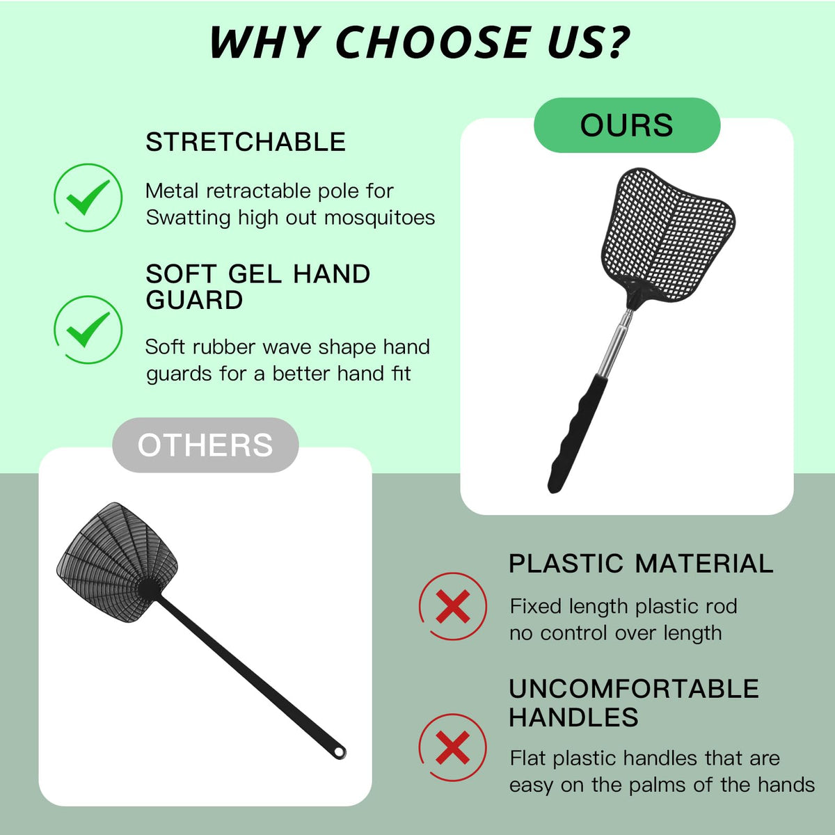 Mystichome fly swatter for indoor and outdoor use.