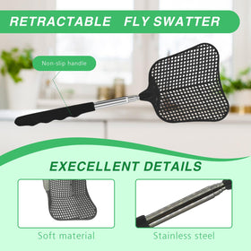 Mystichome fly swatter with extended stainless steel rod reaches high corners.