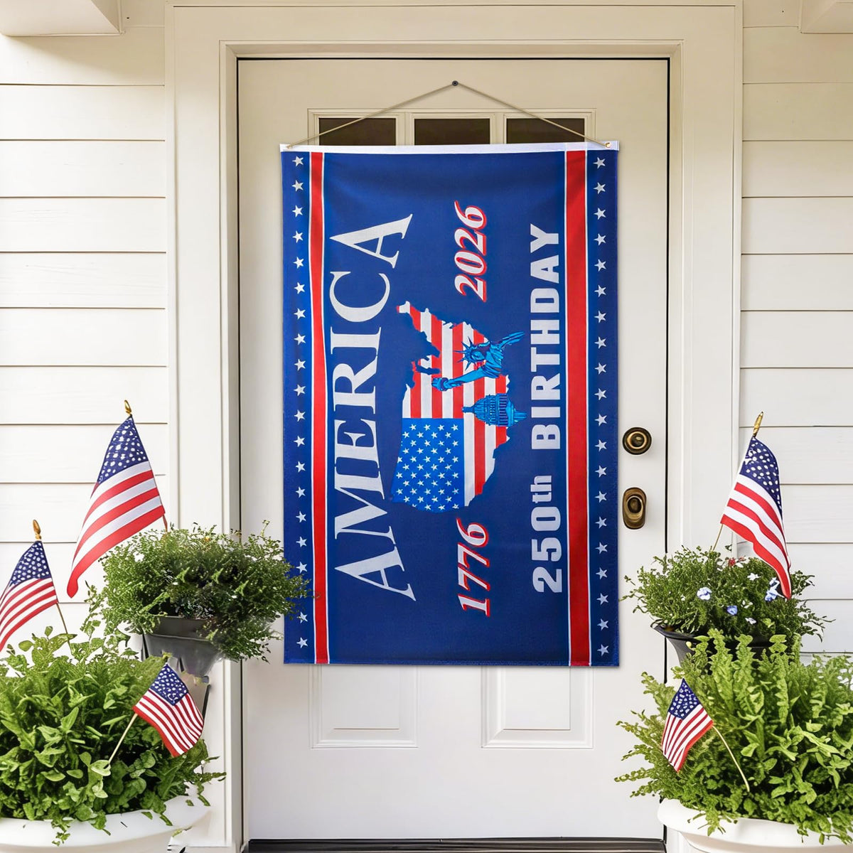 Mythcloud 250th Anniversary flag three-layer polyester for durable outdoor use.