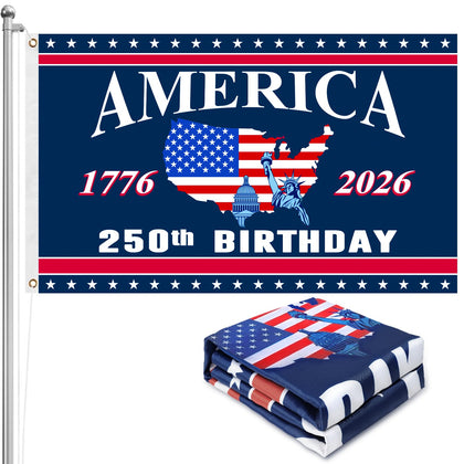 Mythcloud 250th Anniversary flag front view with double-sided readability for outdoor use.